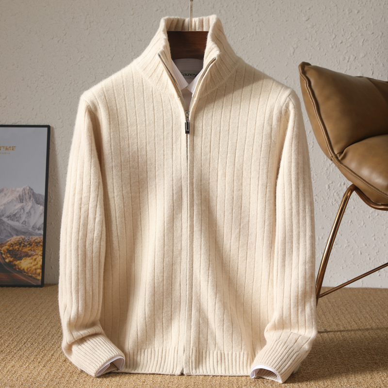 Wool Coat Peacoat - Cardigan da uomo con colletto rialzato